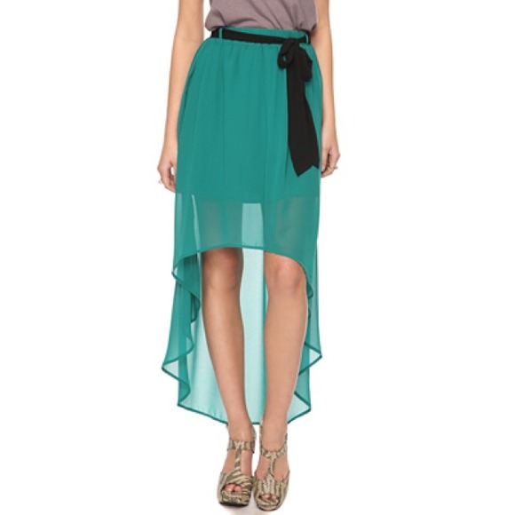 Green high low chiffon skirt