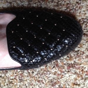 Black gold studded flats