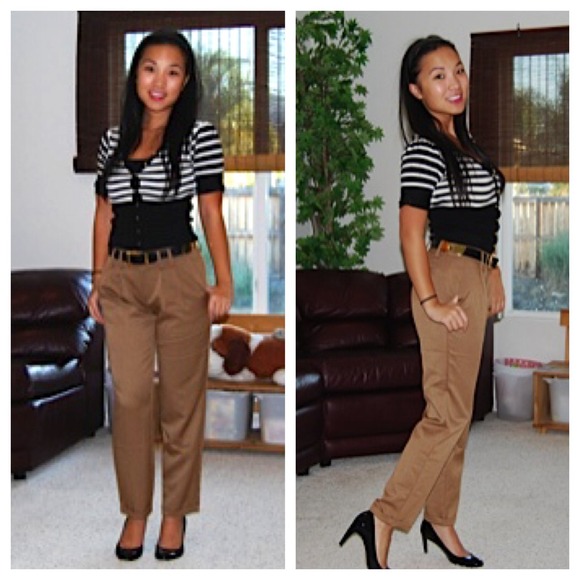 high waisted camel pants