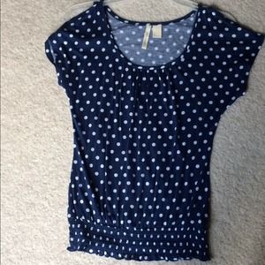 Blue cold shoulder top