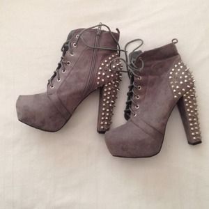 Studded grey platform boots