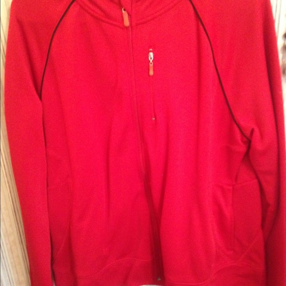 Red Athletic Zip Up Sweater