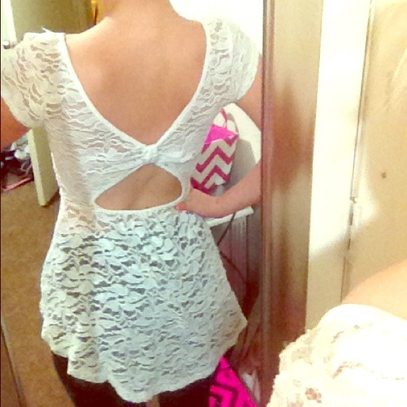 Cute see through white lace shirt