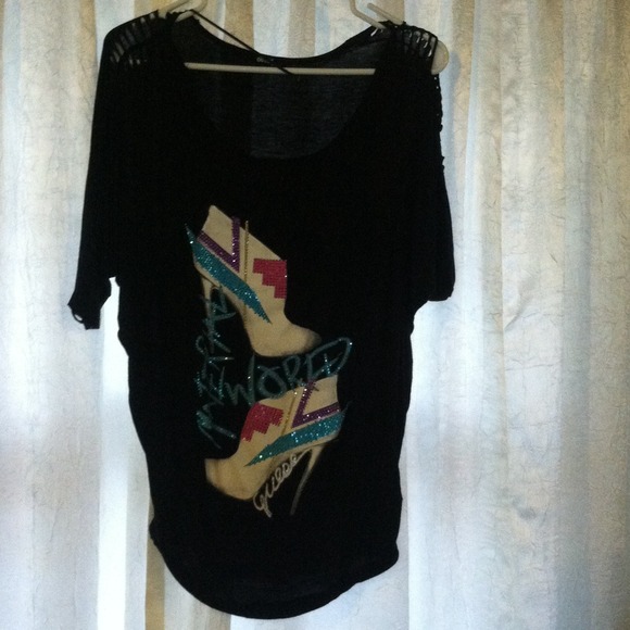 Black embellished guess shirt