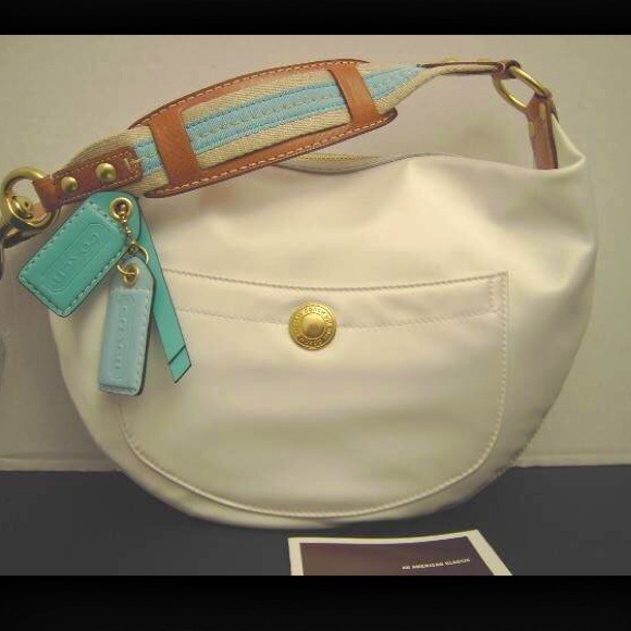 Coach Hampton Ivory Satin Hobo Bag