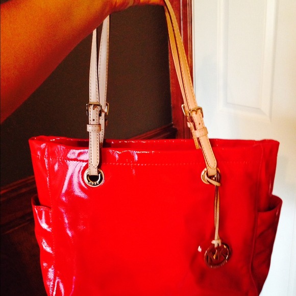 MK red leather purse