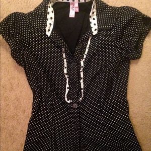Black polka dot shirt