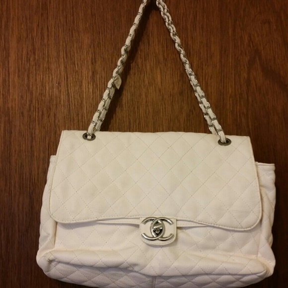 Faux- Chanel leather white purse