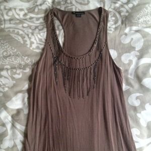 Taupe tank top with unique detailing