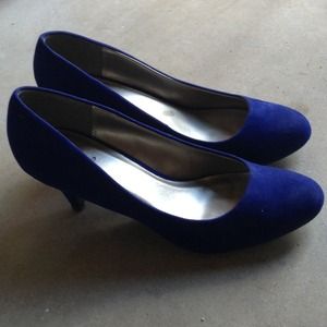 Blue suede heels
