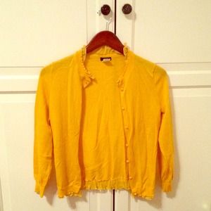Merino Wool J.Crew Cardigan with Silk Ruffle