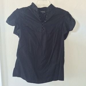 Korean basic black blouse top