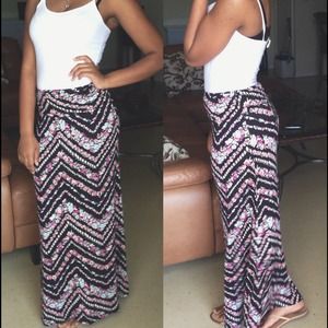 Floral Chevron Printed Maxi Skirt/Tank Bundle