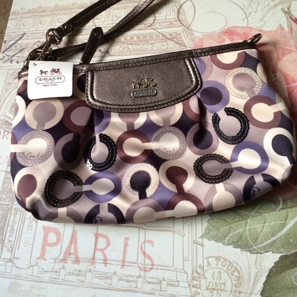 Multicolored CC Coach Wristlet