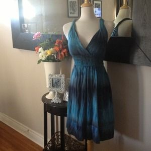 Blue tie dye dress twisted straps