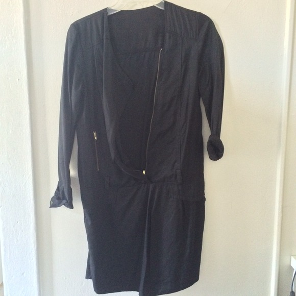 Black silky coat dress