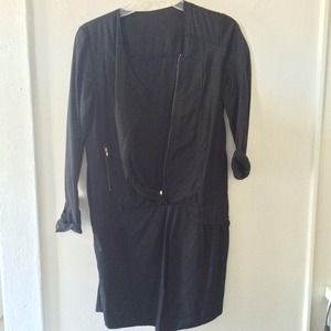 Black silky coat dress