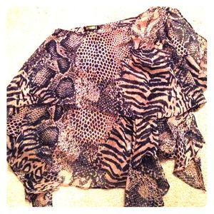 One shouldered leopard print blouse