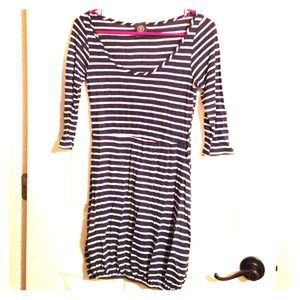 Blue and white stripped dress