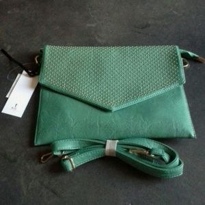SOLD - Chic and trendy green studded clutch