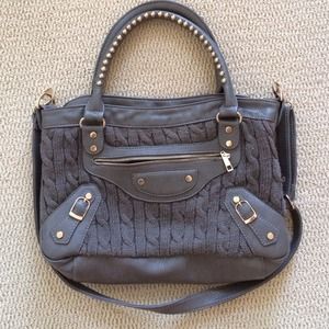 Grey Cable Knit Bag