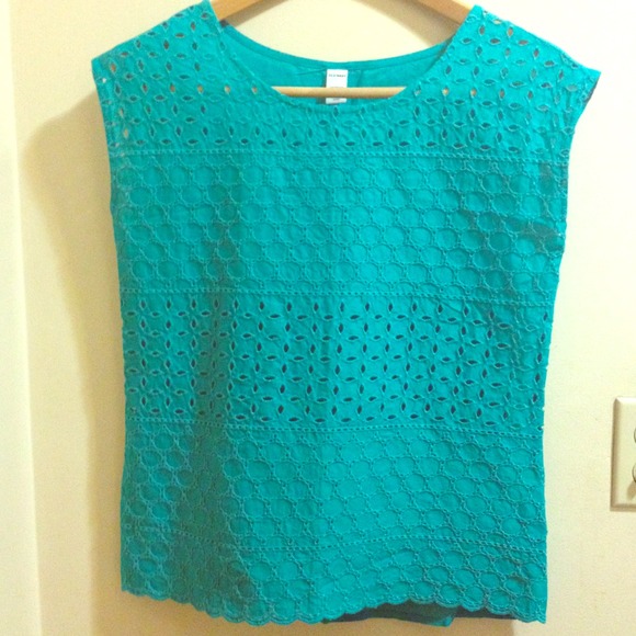 Turquoise top with eyelet detail - XS
