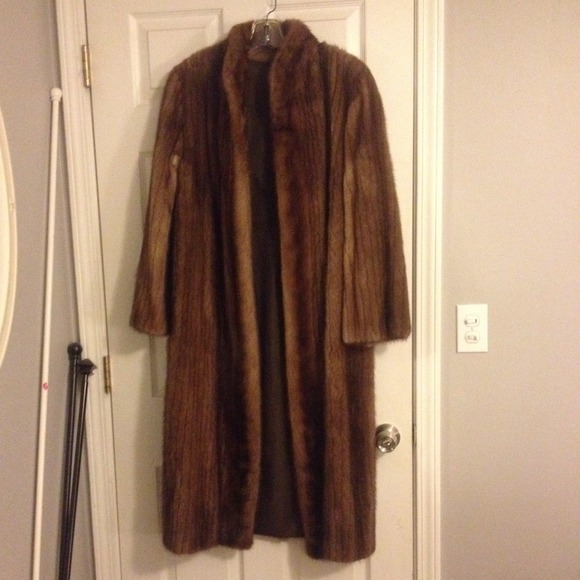 Real mink full length fur coat reversible.