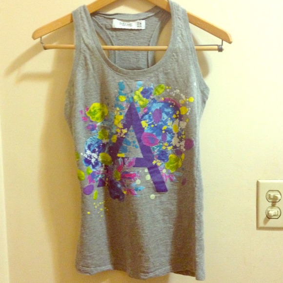 Zara grey graphic tank top - Medium