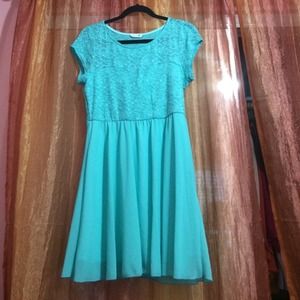 Mint flowy lace dress