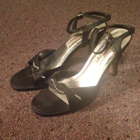 Black heels with rhinestone accents!