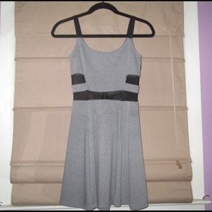 GREY TANK SKATER DRESS WITH MESH DETAIL