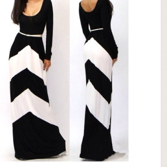 Long Sleeve Chevron Maxi Dress