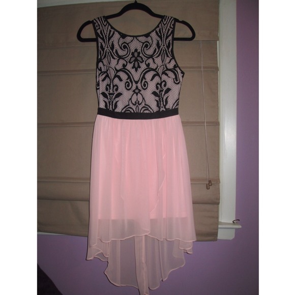PINK LACE HIGH LOW DRESS