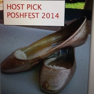 Jimmie Choo London rose gold glitter flats