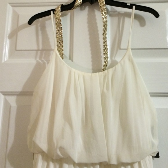 Never worn cream colored floor length dress