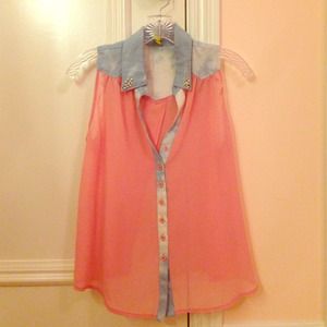 Pink and jean tank top