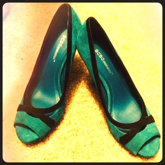 BCBGeneration Suede Teal Heels