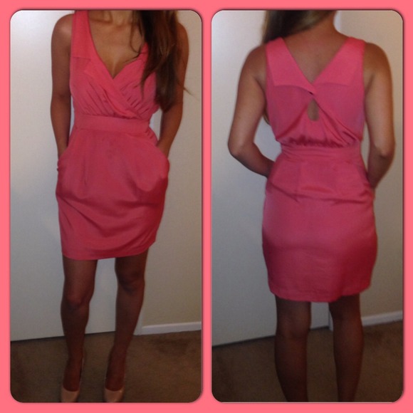 BCBGeneration silk coral tuxedo dress