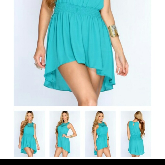 Jade textured mesh hi-low dress - Picture 2 of 2