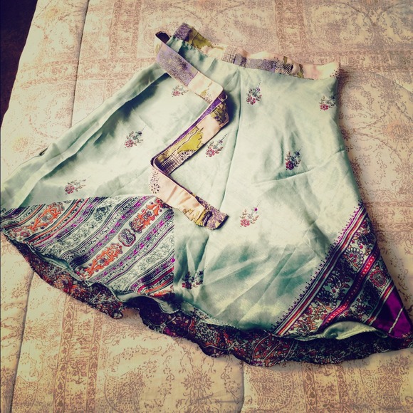 Versatile silk wrap around skirt/shirt