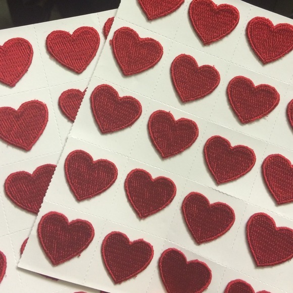 Red ❤️HEART❤️ shaped embroidered iron on patches