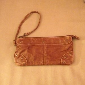 Cognac Leather Wristlet