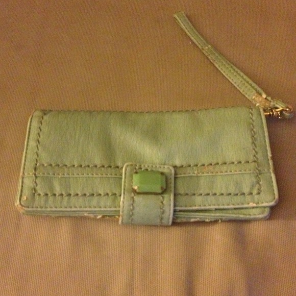 Mint Leather Clutch Wallet