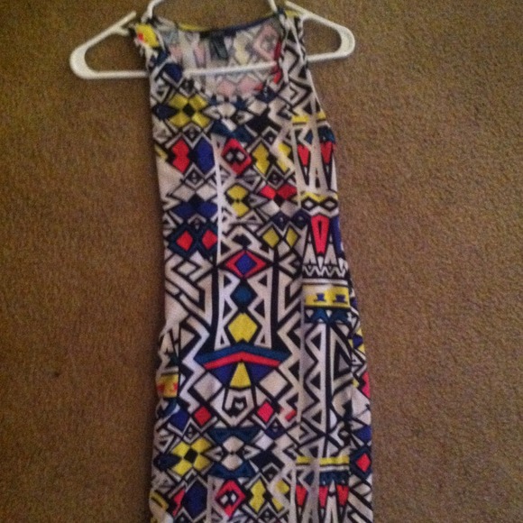 Asymmetric Tribal Print Mid Drift Dress