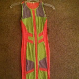 Neon Color Block BodyCon Dress