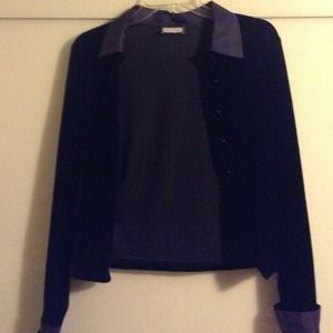 dark purple velvet collared button cardigan