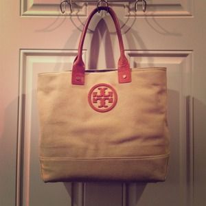 Oversized Tori Burch canvas tote!
