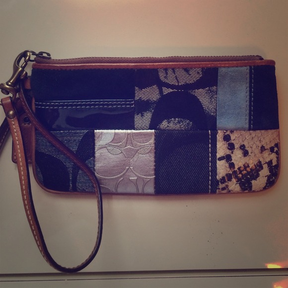 Authentic COACH Denim Patchwork Wristlet
