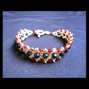Parisian lights bracelet red silver and blue