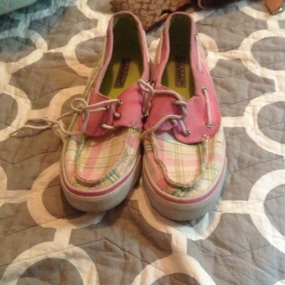 Sperry top-sider pink and green shoes